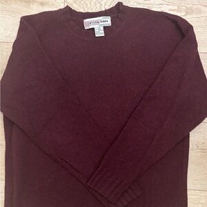 Vintage Shetland Wool Crew Neck Sweater Classic Knit Burgundy Sweater Size Large